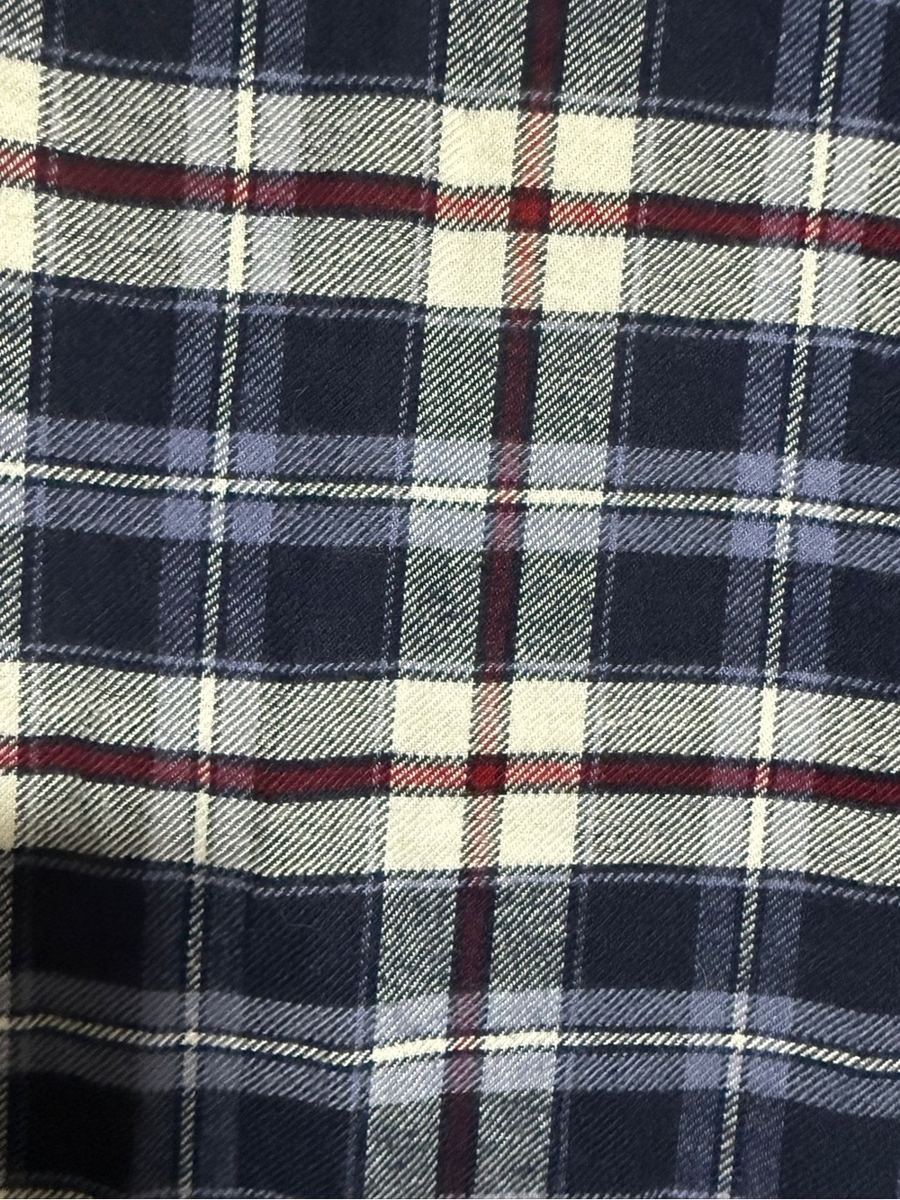 Garage Plaid Cropped Button-Up Shirt | Navy Blue Burgundy | Medium - Picture 4 of 10